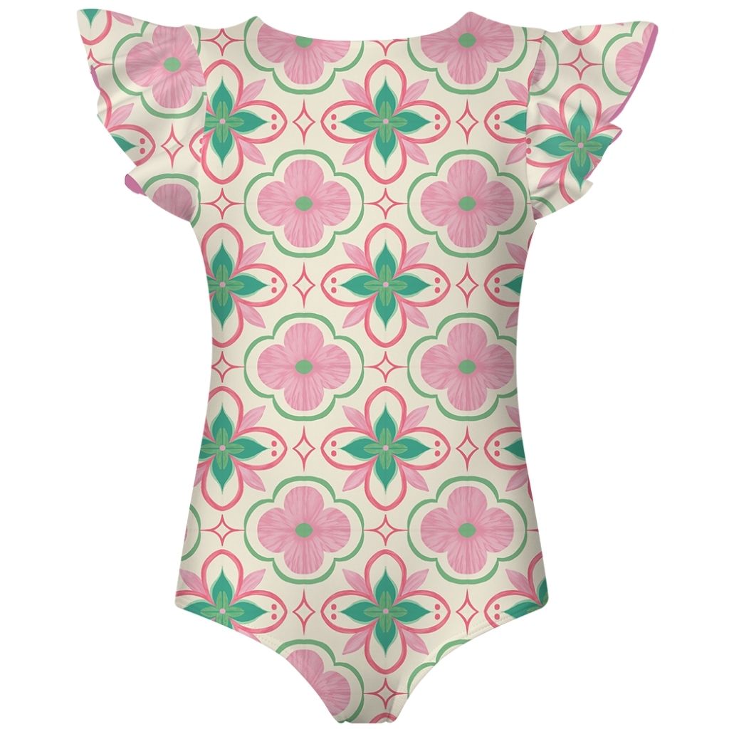 Product image of the front of the Azulejo Dayana One Piece Swimsuit for Girls from Colombian swim and resort wear brand Pepita & Me