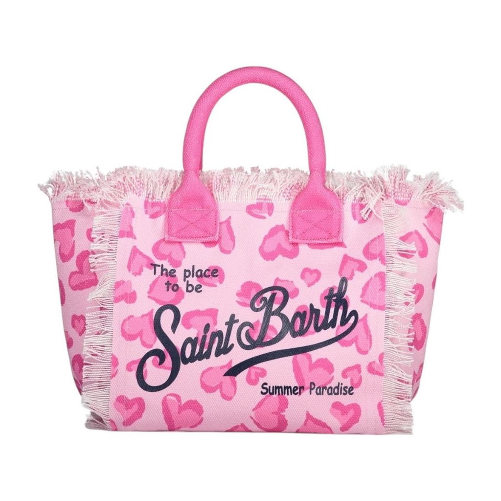 Product shot of the front of the Amour Leop 21 Colette Cotton Beach Bag from MC2 Saint Barth