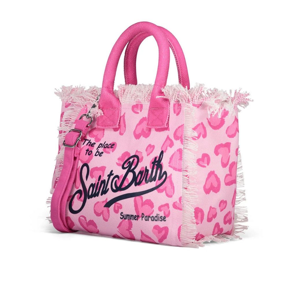 Product shot of the side of the Amour Leop 21 Colette Cotton Beach Bag from MC2 Saint Barth