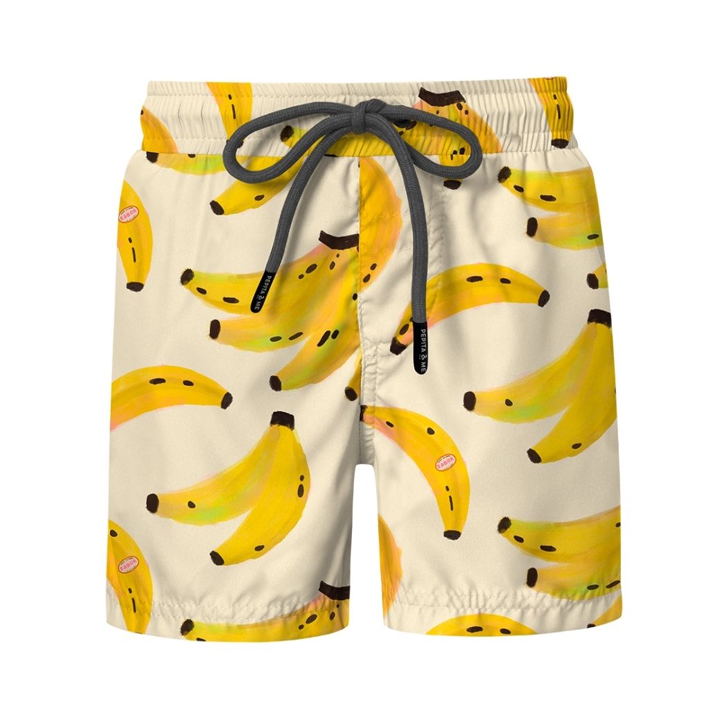 Product shot of the front of the Banano Colombiano Swim Shorts from Colombian swim and resort wear brand Pepita & Me