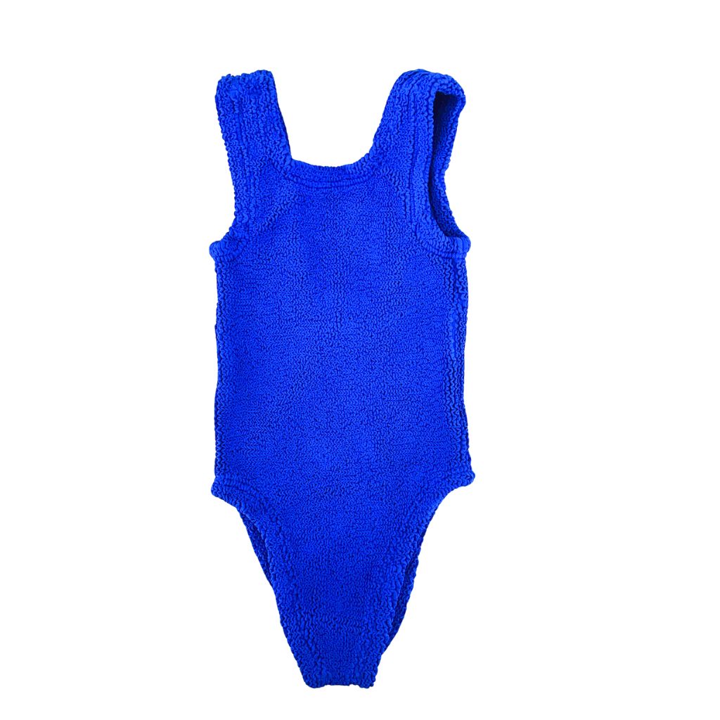 Product shot of the front of the Baby Alva Swimsuit in Royal Blue from Hunza G