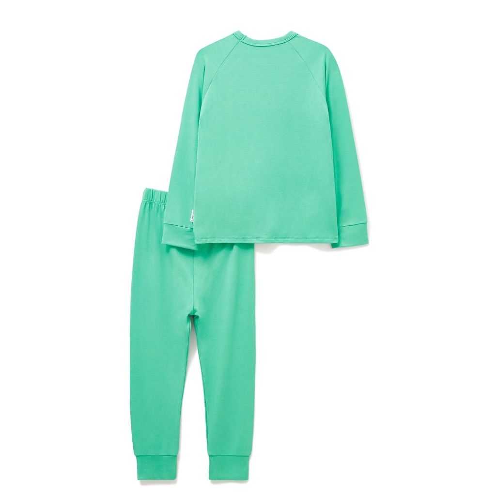 Back of Bamboo Base Layer thermals for Kids in Green from Roarsome