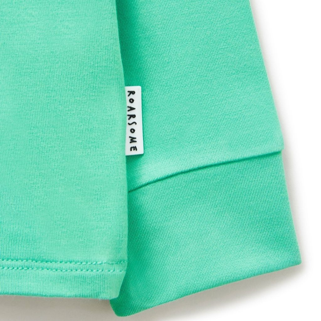 Close Up of Bamboo Base Layer thermals for Kids in Green from Roarsome