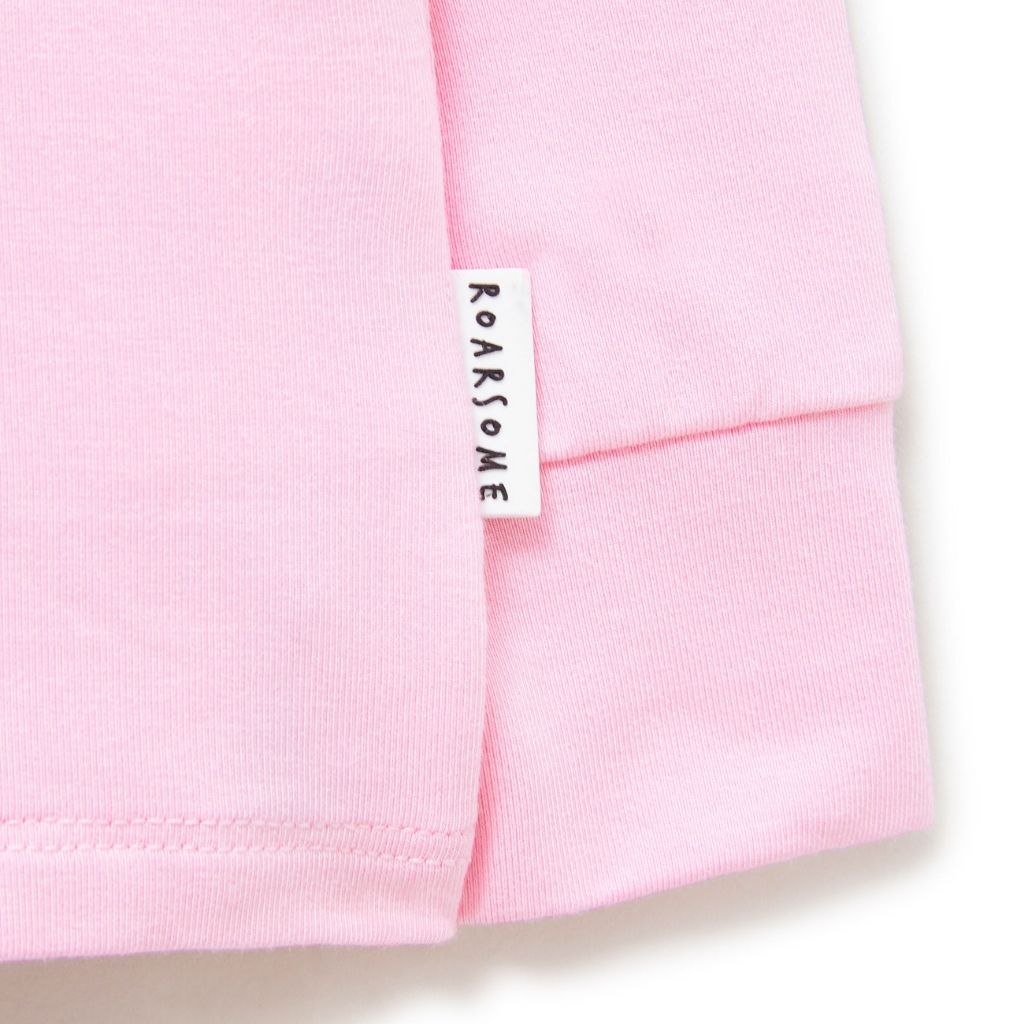Close Up of Bamboo Base Layer thermals for Kids in Pink from Roarsome