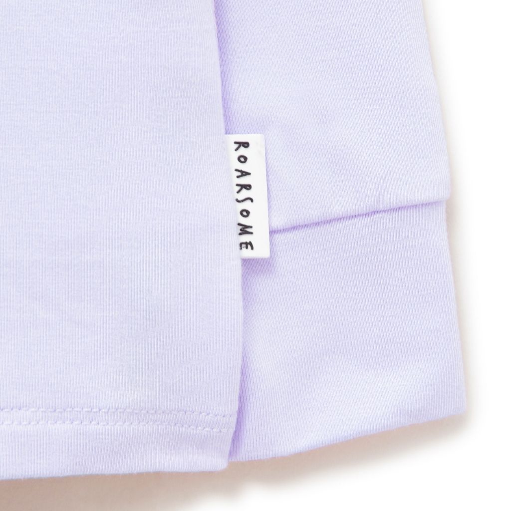 Close up of Bamboo Base Layer thermals for Kids in purple from Roarsome
