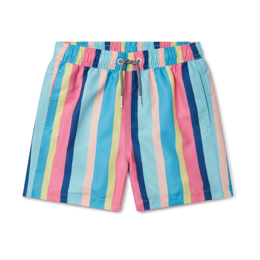 Front product shot of the Boardies Cake Stripe Kids Swim Shorts