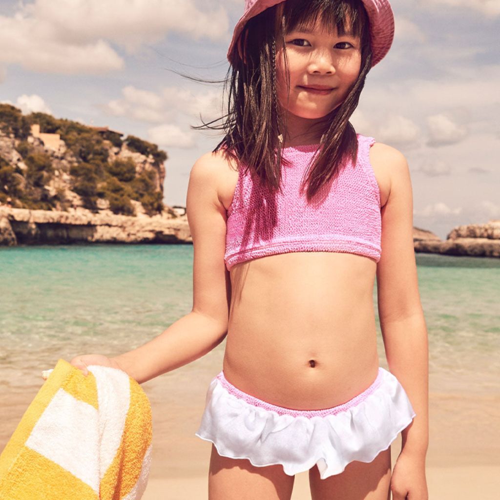 kids girls wet bikini Hunza G Kids Olive Bikini in Bubblegum | The Little Sunshine Store