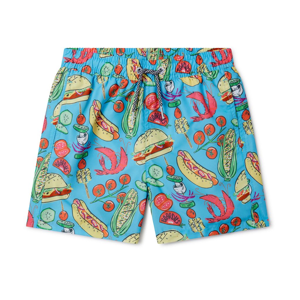 Front product shot of the Boardies Kids Grill Master Swim Shorts 