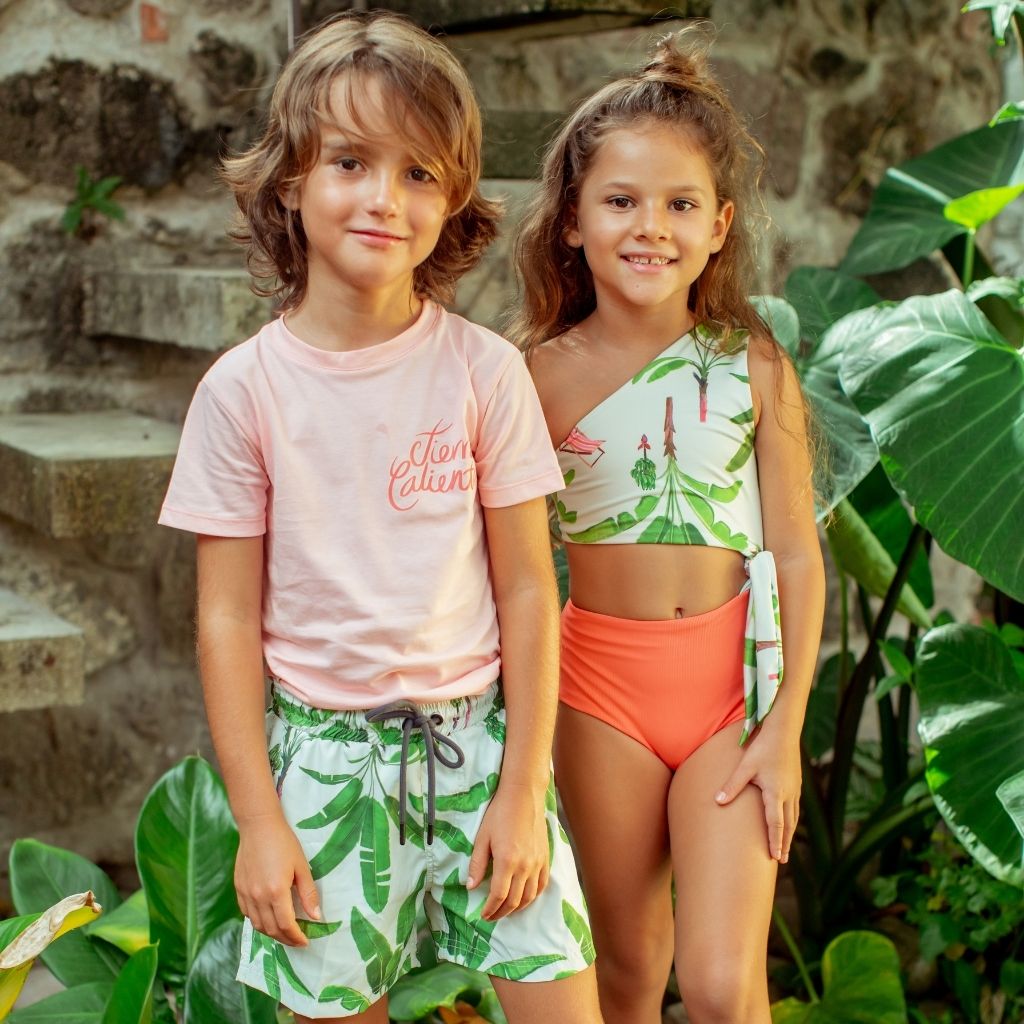 Little girl wearing the Platanal Knot Trikini from Colombian Swim and Resort wear brand Pepita & Me