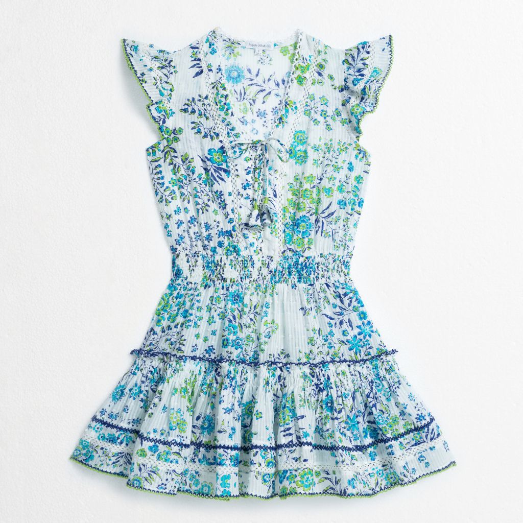 Poupette St Barth Anais Mini Dress Blue Queen Liberty | The Little ...