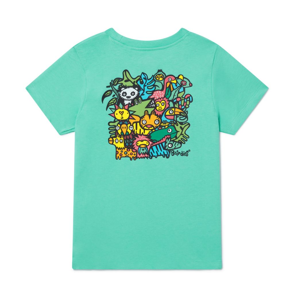Back product shot of the Boardies Munday Jungle T-Shirt in Green