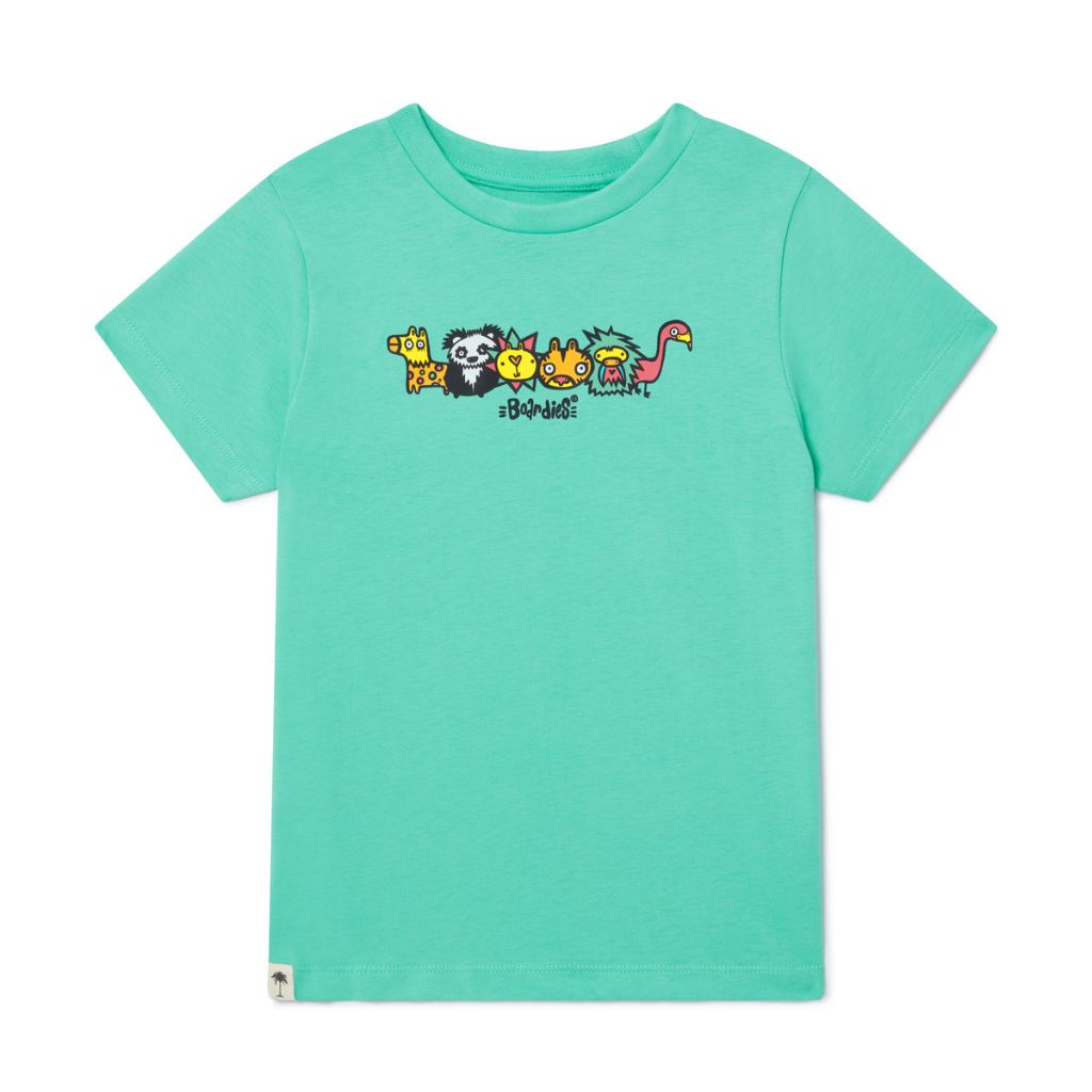 Front product shot of the Boardies Munday Jungle T-Shirt in Green