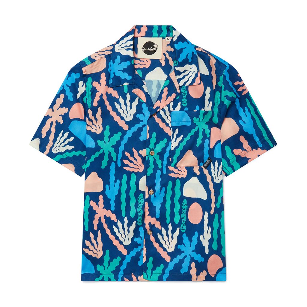 Front product shot of the Boardies Palm Springs Kids Shirt