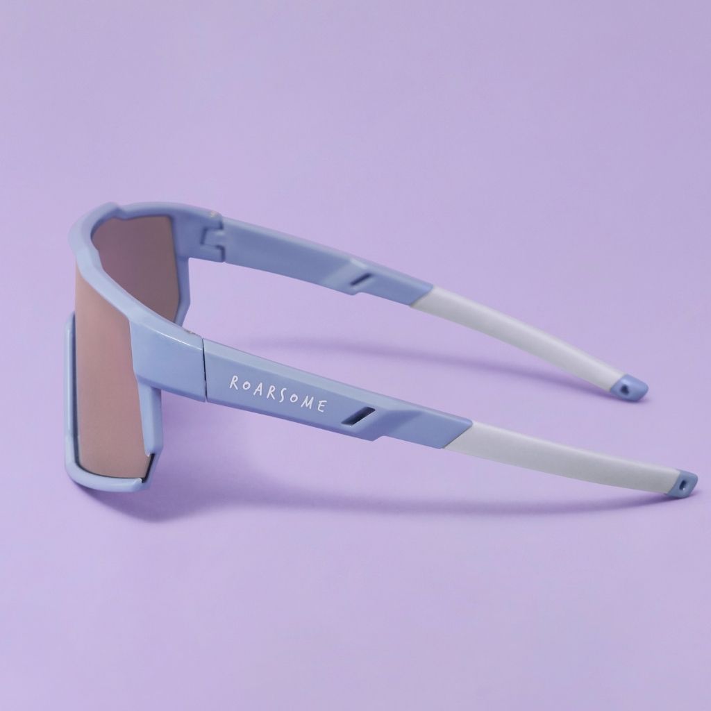 Side view of Pink wraparound sunglasses from Roarsome