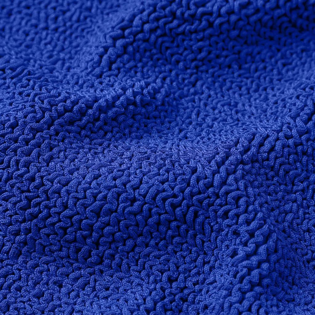 Close up of the Royal Blue crinkle fabric on the Hunza G Duo Lyra Bikini