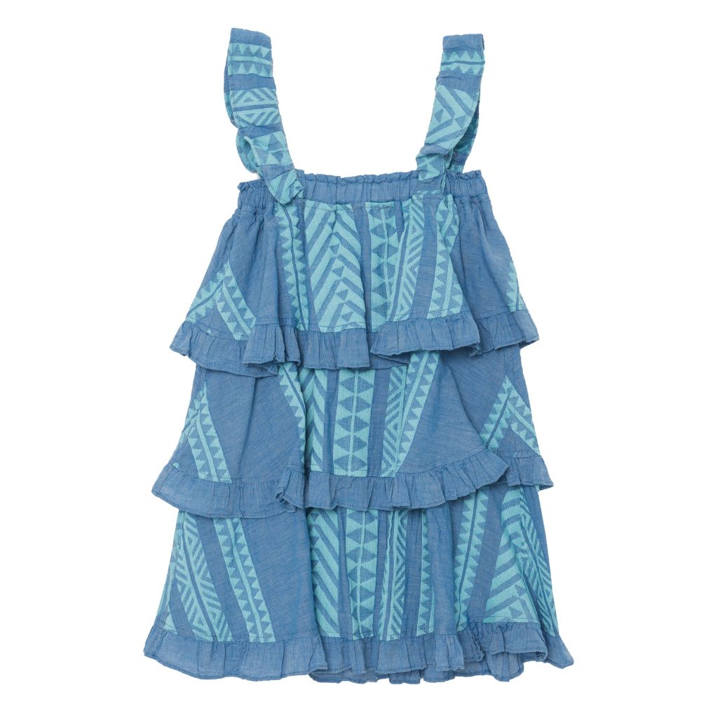 Devotion Twins Stars Esmeralda Dress Beige Blue | The Little Sunshine Store