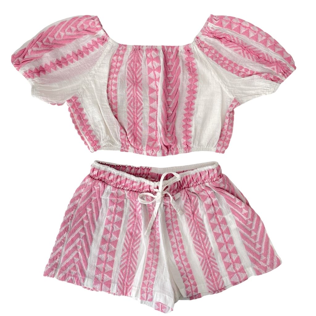 Devotion Twins Iria blouse in Neon Pink and White | The Little Sunshine ...