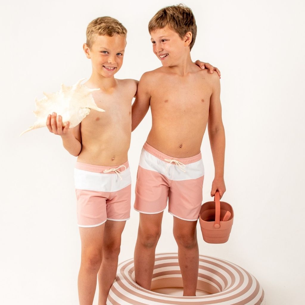 Folpetto Jack Swim Shorts Dusty Pink Ivory The Little