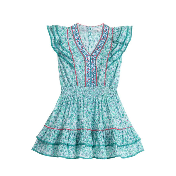poupette st barth camila mini dress Poupette St Barth Camila Aqua Anemone Cotton Mini Dress